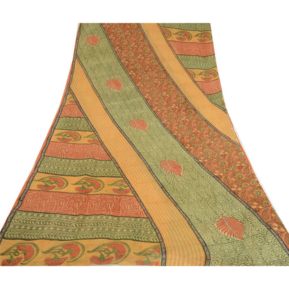 Sanskriti Vintage Indian Sarees Pure Georgette Silk Printed Sari Craft Sustainable Fabric