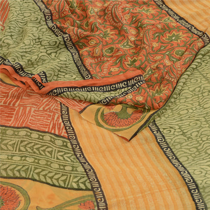 Sanskriti Vintage Indian Sarees Pure Georgette Silk Printed Sari Craft Sustainable Fabric