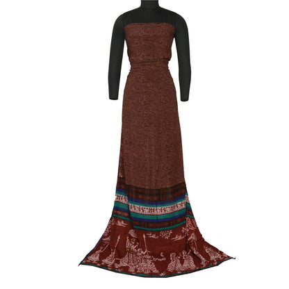 Sanskriti Vintage Sarees Ren Georgette Silke Warli Trykt Sari Håndværk Bæredygtigt Stoff