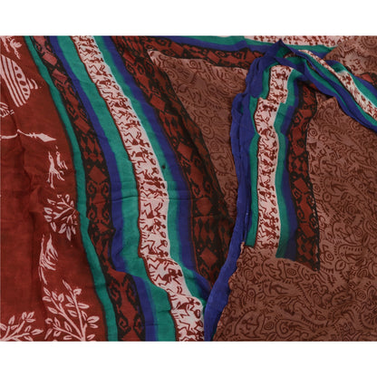 Sanskriti Vintage Sarees Ren Georgette Silke Warli Trykt Sari Håndværk Bæredygtigt Stoff