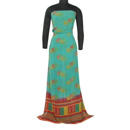 Sanskriti Vintage Sarees Indian Blue Pure Georgette Silk Print Sari Craft Sustainable Fabric