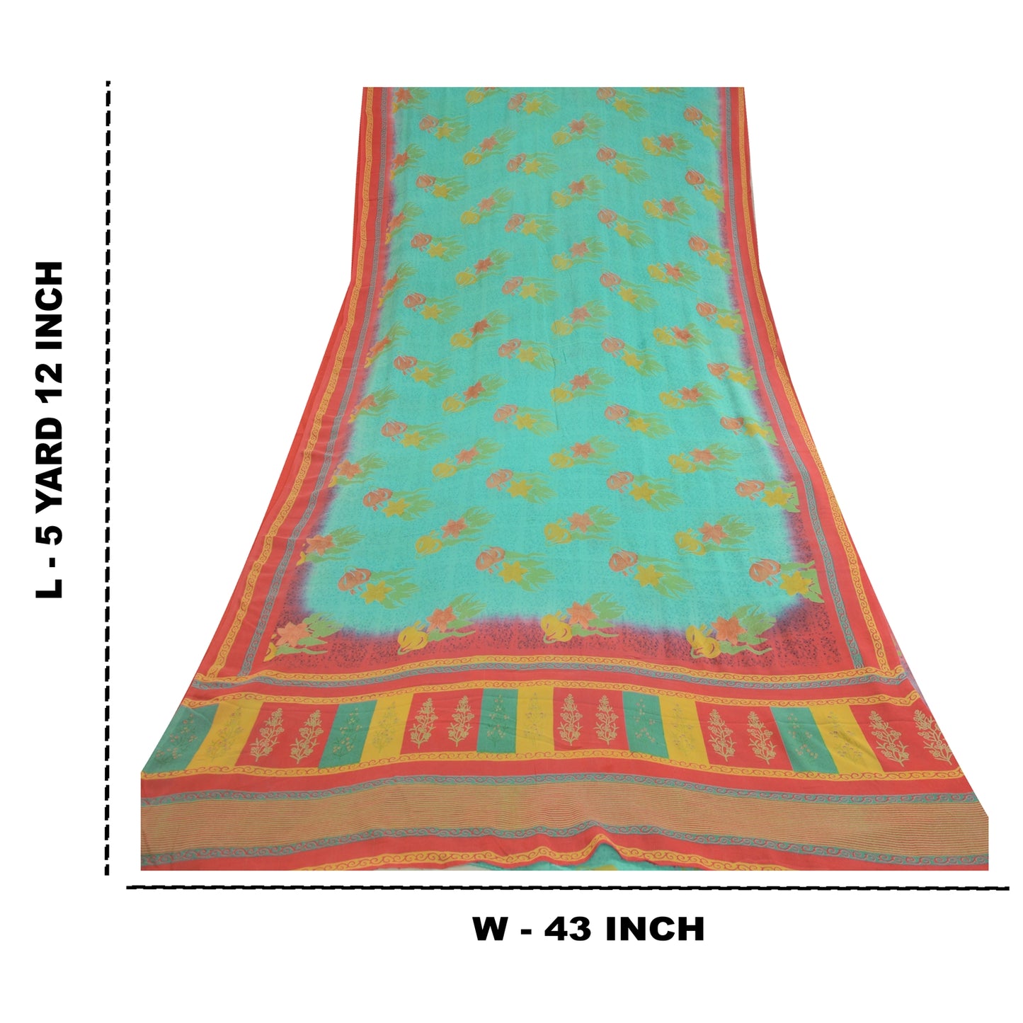 Sanskriti Vintage Sarees Indian Blue Pure Georgette Silk Print Sari Craft Sustainable Fabric