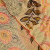 Sanskriti Vintage Sarees Beige 100% Pure Georgette Silk Print Sari Craft Sustainable Fabric