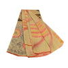 Sanskriti Vintage Sarees Beige 100% Pure Georgette Silk Print Sari Craft Sustainable Fabric