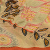 Sanskriti Vintage Sarees Beige 100% Pure Georgette Silk Print Sari Craft Sustainable Fabric