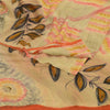 Sanskriti Vintage Sarees Beige 100% Pure Georgette Silk Print Sari Craft Sustainable Fabric