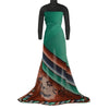 Sanskriti Vintage Sarees Brown/Green Pure Georgette Silk Print Sari Craft Sustainable Fabric