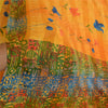 Sanskriti Vintage Sarees Orange Pure Georgette Silk Sari Printed Craft Sustainable Fabric