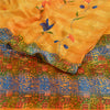Sanskriti Vintage Sarees Orange Pure Georgette Silk Sari Printed Craft Sustainable Fabric