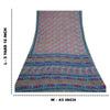 Sanskriti Vintage Sarees Pink/Blå Ren Georgette Silke Sari Trykt Håndværk Bæredygtigt Stoff
