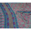 Sanskriti Vintage Sarees Pink/Blå Ren Georgette Silke Sari Trykt Håndværk Bæredygtigt Stoff
