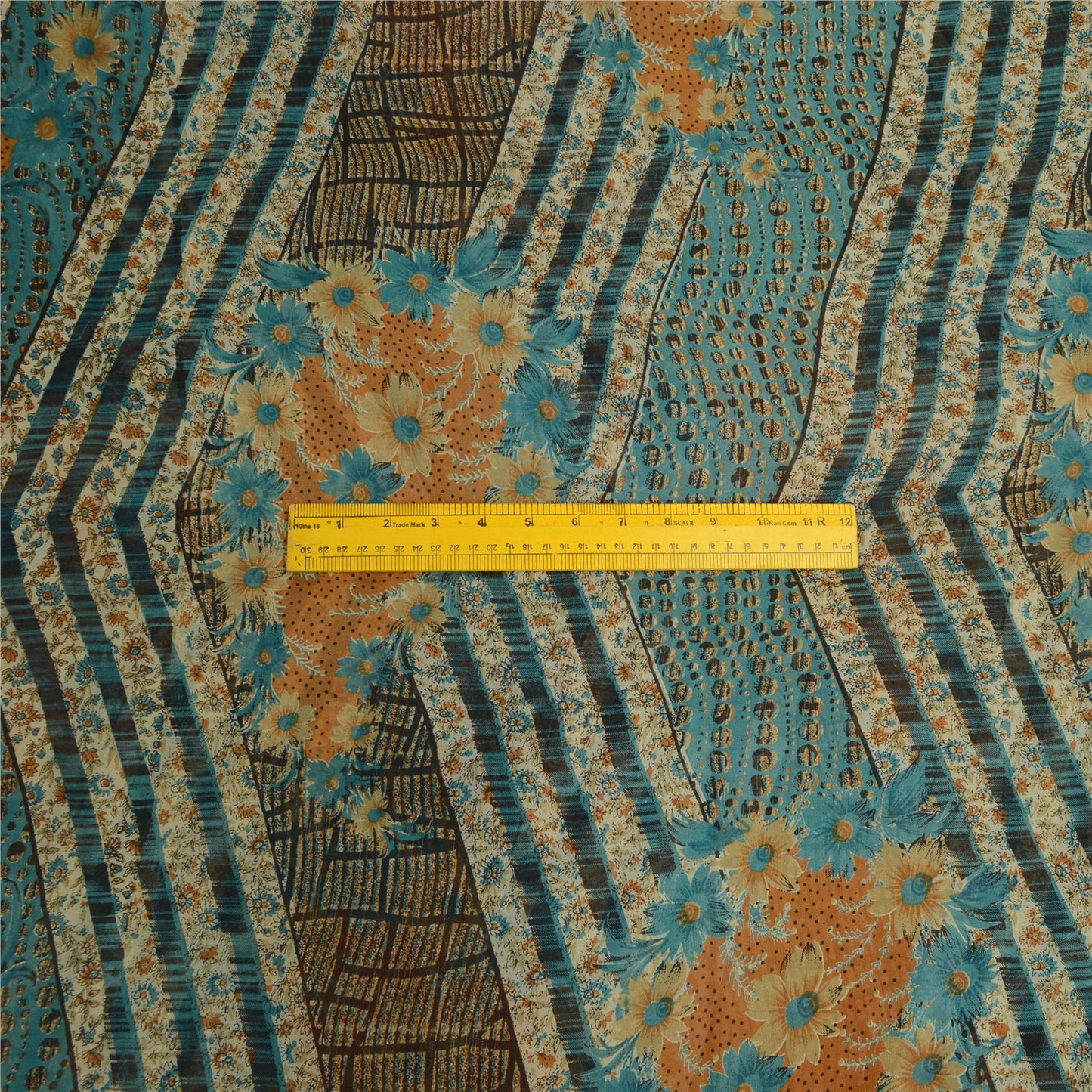 Sanskriti Vintage Sarees Blå Ren Georgette Silke Trykt Sari 5yd Håndværk Bæredygtigt Stoff