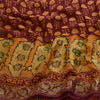 Sanskriti Vintage Sarees Red Pure Georgette Silk Zari Work Printed Sari Sustainable Fabric