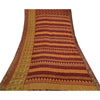 Sanskriti Vintage Sarees Red Pure Georgette Silk Zari Work Printed Sari Sustainable Fabric