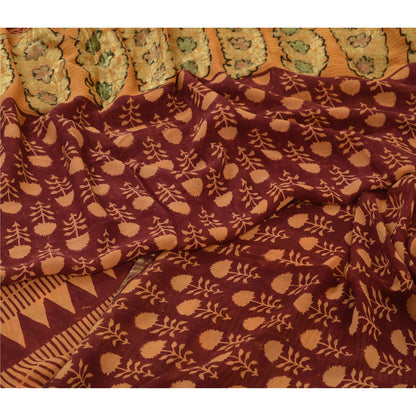 Sanskriti Vintage Sarees Red Pure Georgette Silk Zari Work Printed Sari Sustainable Fabric