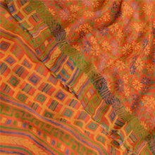 Load image into Gallery viewer, Sanskriti Vintage Sarees Orange Pure Chiffon Silk Printed Sari Soft Craft Fabric
