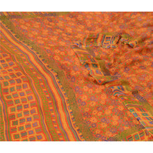 Load image into Gallery viewer, Sanskriti Vintage Sarees Orange Pure Chiffon Silk Printed Sari Soft Craft Fabric
