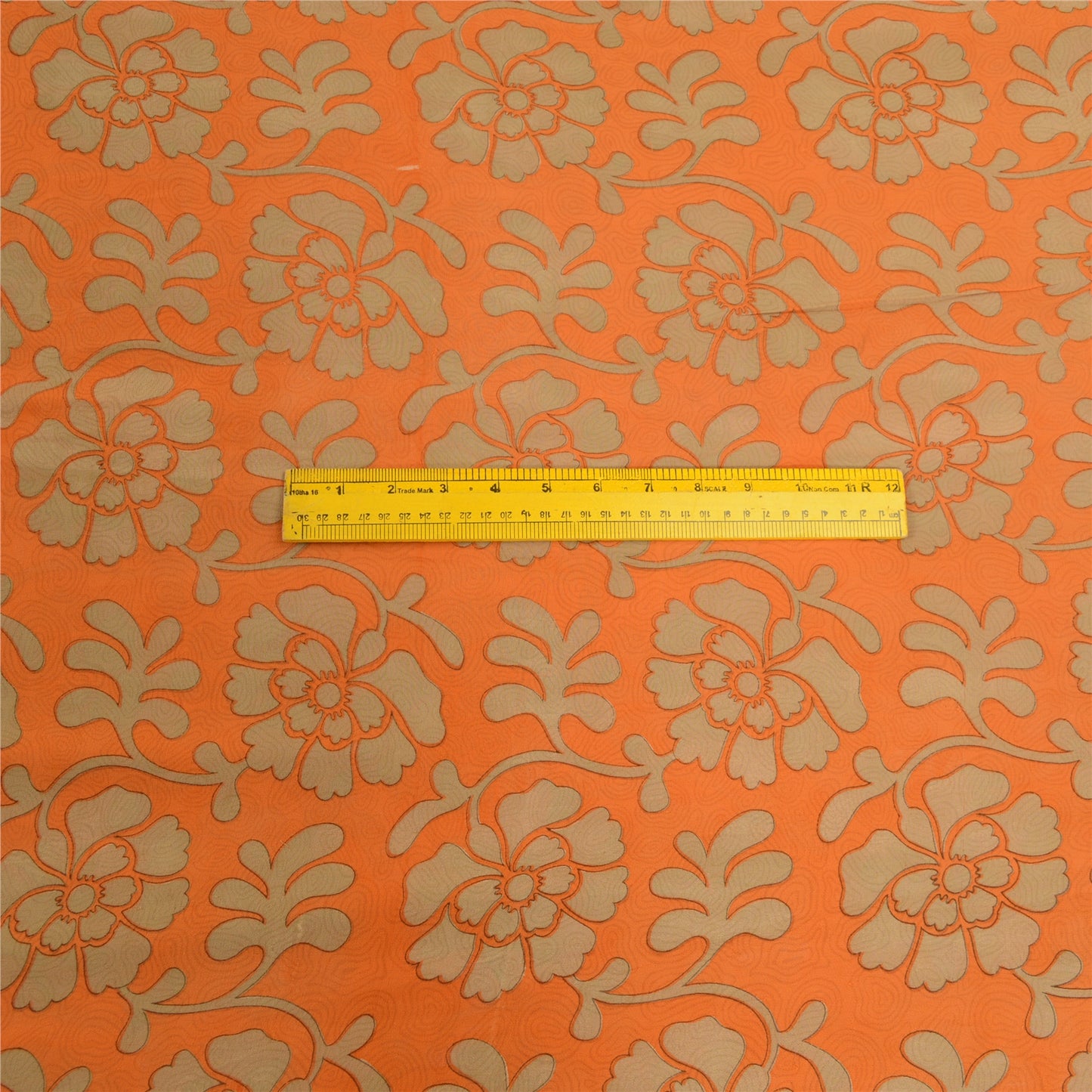 Sanskriti Vintage Sarees Orange Pure Georgette Silk Printed Sari Craft Sustainable Fabric