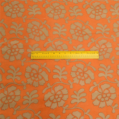 Sanskriti Vintage Sarees Orange Pure Georgette Silk Printed Sari Craft Sustainable Fabric