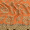 Sanskriti Vintage Sarees Orange Pure Georgette Silk Printed Sari Craft Sustainable Fabric