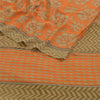 Sanskriti Vintage Sarees Orange Pure Georgette Silk Printed Sari Craft Sustainable Fabric