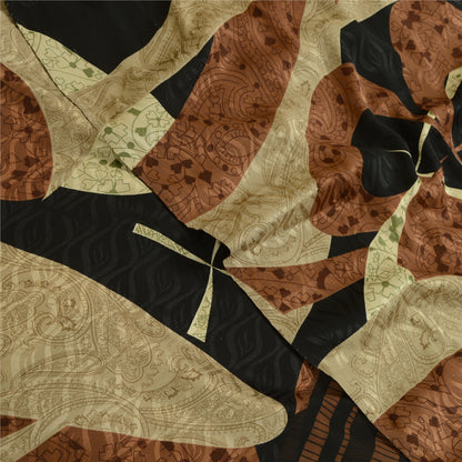Sanskriti Vintage Sarees From India Black Georgette Printed Sari Craft Sustainable Fabric