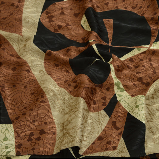 Sanskriti Vintage Sarees Fra Indien Sort Georgette Trykt Sari Håndværk Bæredygtigt Stoff