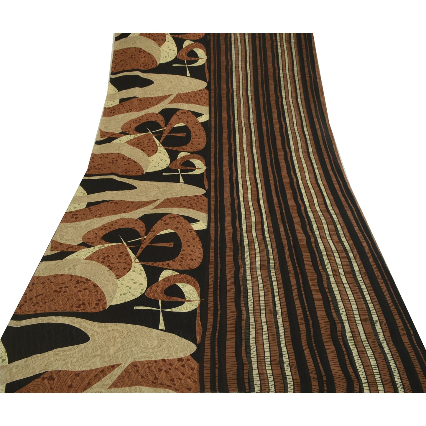 Sanskriti Vintage Sarees From India Black Georgette Printed Sari Craft Sustainable Fabric