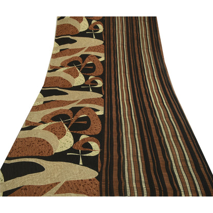 Sanskriti Vintage Sarees From India Black Georgette Printed Sari Craft Sustainable Fabric