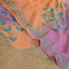 Sanskriti Vintage Sarees Orange/Purple Pure Georgette Printed Sari Craft Sustainable Fabric