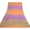 Sanskriti Vintage Sarees Orange/Purple Pure Georgette Printed Sari Craft Sustainable Fabric