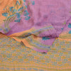 Sanskriti Vintage Sarees Orange/Purple Pure Georgette Printed Sari Craft Sustainable Fabric