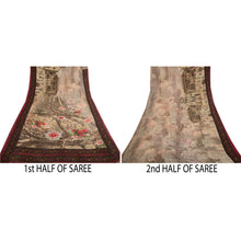 Load image into Gallery viewer, Sanskriti Vintage Sarees Indian Ivory Digital Print Georgette Sari Craft Fabric
