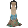 Sanskriti Vintage Sarees Indian Light-Brown Georgette Printed Sari Craft Sustainable Fabric