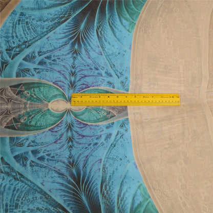 Sanskriti Vintage Sarees Indian Light-Brown Georgette Printed Sari Craft Sustainable Fabric