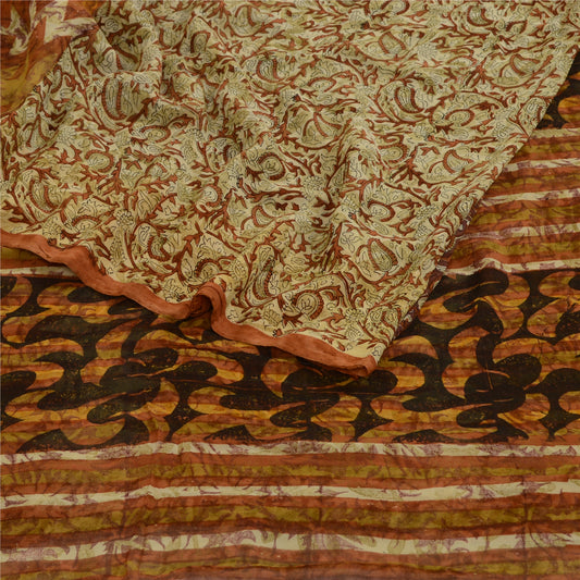 Sanskriti Vintage Sarees Flerfarvet Ren Georgette Silke Trykt Sari Håndværk Bæredygtigt Stoff