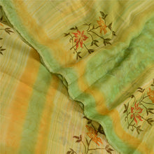 Load image into Gallery viewer, Sanskriti Vintage Sarees Green 100% Pure Chiffon Silk Printed Sari Craft Fabric
