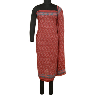 Sanskriti Vintage Sarees From India Red Printed Georgette Sari 5yd Craft Sustainable Fabric