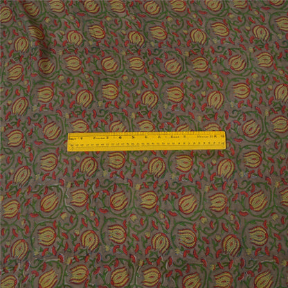 Sanskriti Vintage Sarees Gray Pure Georgette Silk Printed Sari 5yd Craft Sustainable Fabric