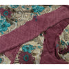 Sanskriti Vintage Sarees Indian Cream/Purple Georgette Printed Sari Craft Sustainable Fabric