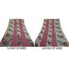 Sanskriti Vintage Sarees Indian Cream/Purple Georgette Printed Sari Craft Sustainable Fabric