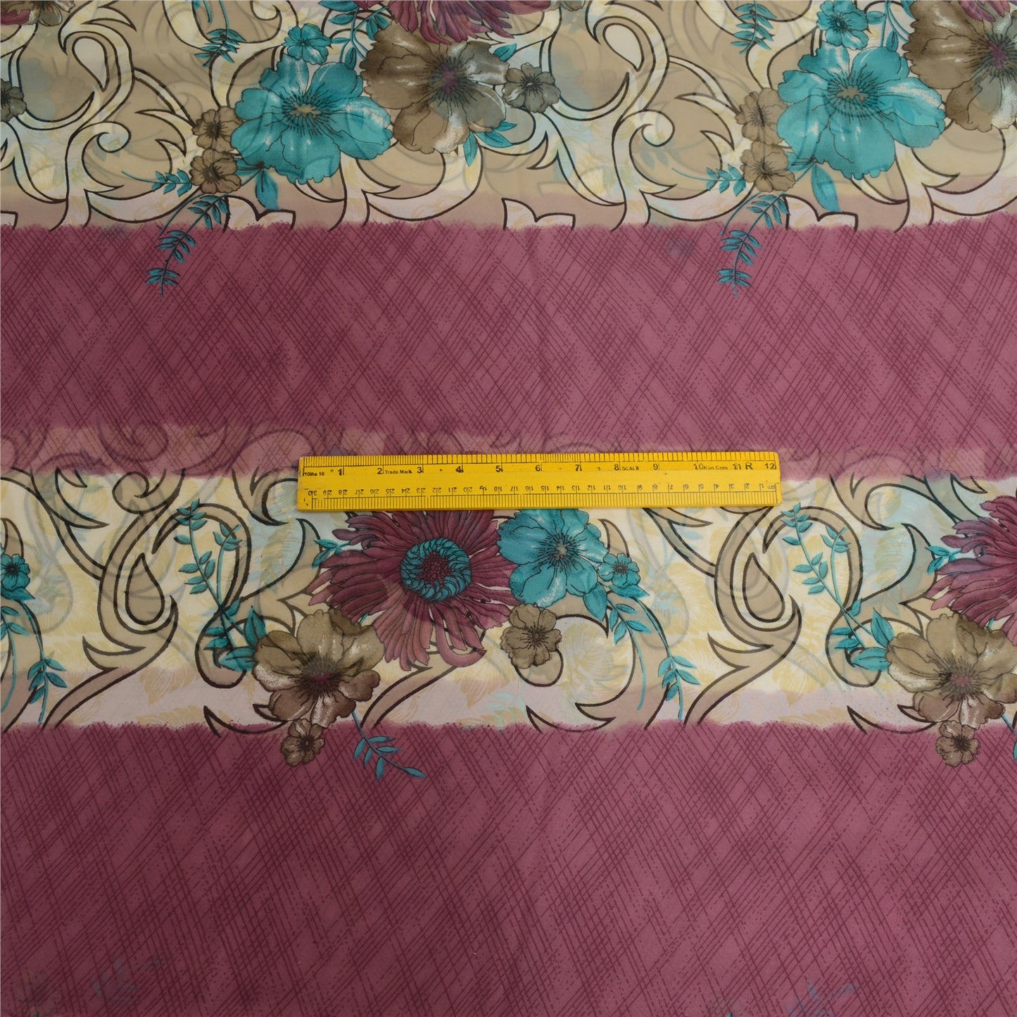 Sanskriti Vintage Sarees Indian Cream/Purple Georgette Printed Sari Craft Sustainable Fabric