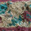 Sanskriti Vintage Sarees Indian Cream/Purple Georgette Printed Sari Craft Sustainable Fabric