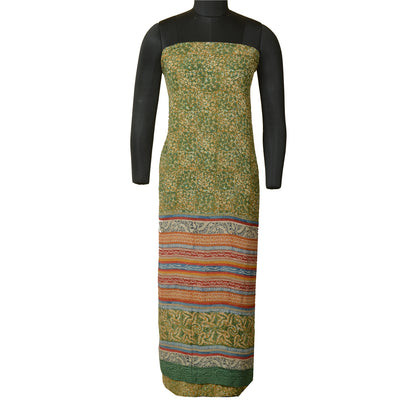 Сари Sanskriti Vintage Green 100% чистый шелк жоржет с принтом сари Craft Экологичная ткань