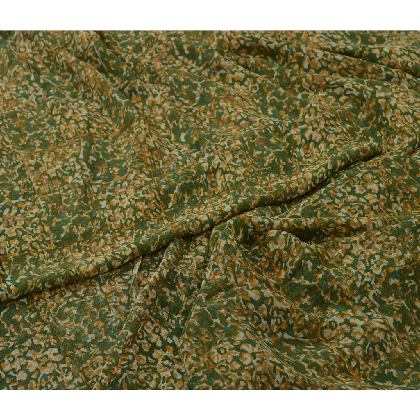 Сари Sanskriti Vintage Green 100% чистый шелк жоржет с принтом сари Craft Экологичная ткань