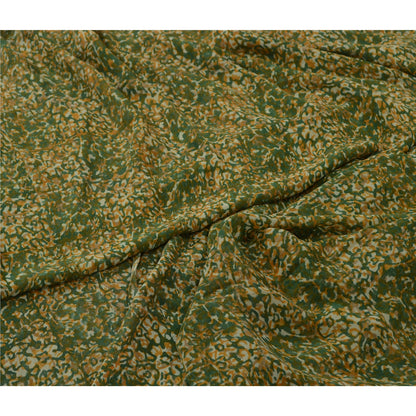 Сари Sanskriti Vintage Green 100% чистый шелк жоржет с принтом сари Craft Экологичная ткань