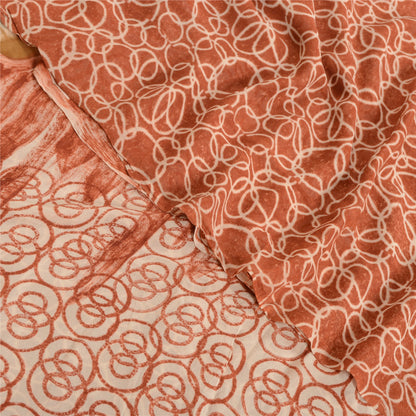 Sanskriti Vintage Sarees Brown Pure Georgette Silk Printed Sari 5yd Craft Sustainable Fabric