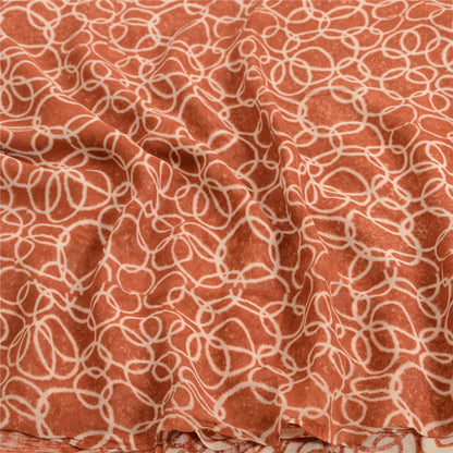 Sanskriti Vintage Sarees Brown Pure Georgette Silk Printed Sari 5yd Craft Sustainable Fabric