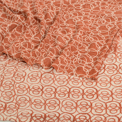 Sanskriti Vintage Sarees Brown Pure Georgette Silk Printed Sari 5yd Craft Sustainable Fabric