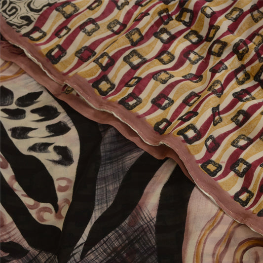 Sanskriti Vintage Sarees Mauve Pure Georgette Silk Printed Sari 5yd Craft Sustainable Fabric